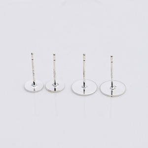 S925 Silver Earring <b>Posts</b> Flat <b>Round</b> 6mm 8mm For Earring Making Jewelry Findings Components - Product Image 2