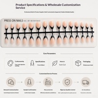 Faux ongles à presser de qualité supérieure, bicolores, moulés par injection, 30 pièces, forme amande ovale française, motif œil de chat et géométrique, effet mascara