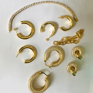 Jewelry Manufacturer Custom Jewelry Waterproof Tarnish Irregular Geometric Chunky Hoop Earrings Trendy 18K Gold Plated Earrings