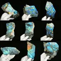 Vente en gros de plaques de labradorite naturelle bleue et violette, pierres brutes en tranche pour collection et décoration