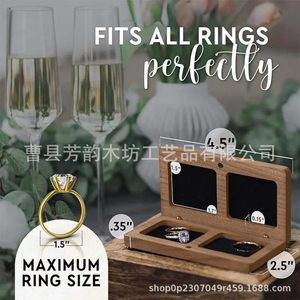 Black Walnut Wood <b>Ring</b> Box Engraved Rectangle Wedding Jewelry <b>Storage</b> Box - Product Image 4
