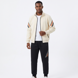 Conjunto deportivo de 2 piezas para hombre, con chaqueta con cremallera y cuello alto, pantalones deportivos casuales para primavera, ropa deportiva informal. - Product Image 6