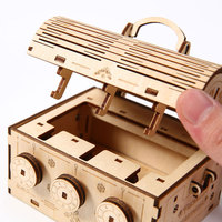 Rompecabezas 3D de madera para pedidos en grupo, cofre del tesoro mecánico de madera, juguete decorativo DIY