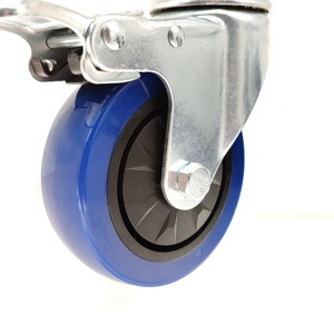 4in Blue PU Gummi rad Hochleistungs-Lebensmittel wagen Schwenk verriegelung Industrie rollen räder - Product Image 3