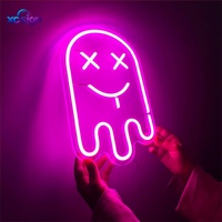 Bande lumineuse LED néon 3D en forme de fantôme à yeux égourdis et langue dégagée, alimentée par USB, à fixer au mur, décoration d'ambiance pour chambres et salles de jeux