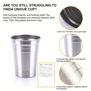 Gobelets en aluminium écologiques, recyclables, légers et réutilisables pour les fêtes, la bière et les boissons froides - Product Image 3