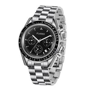 PLADEN Nouvelle Arrivée Montre de Luxe pour Hommes, Montre-Bracelet à Quartz Chronographe en Acier Inoxydable, Tendance, Affaires, Sport, Étanche - Product Image 1
