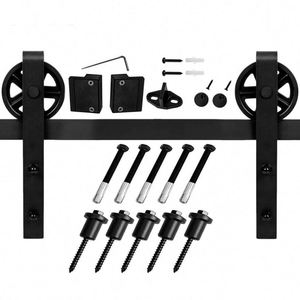 WEKIS Modern Black Barn Door Hardware Rustic Big Wheel Sliding Roller Outdoor Kitchen Hotel Brass Steel In-Stock 5 Year - Product Image 2