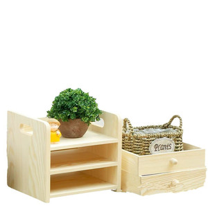 Japanese Style Wooden Storage <b>Shelf</b> With 2 Drawers Multi Functional <b>Desktop</b> Organizer For Living Room Home Office Use - Product Image 5