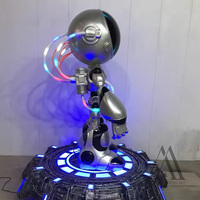 Prix d'usine, figurine de chat astronaute tendance et mignonne en FRP, accessoire de décoration, thème golf, sculpture de chat de dessin animé à LED