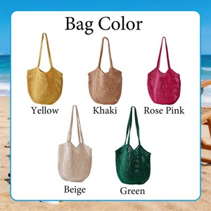 Borsa da Spiaggia Personalizzata con Ricamo all'Uncinetto, Chiusura Aperta, Logo Personalizzato, Regalo per Damigelle, Fatta a Mano, Riutilizzabile, Leggera, per Vacanze - Product Image 3