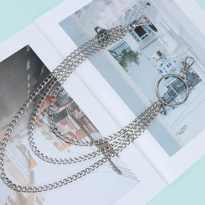 Cadena de cintura de metal estilo hip hop, aleación de zinc, doble anillo, multicapa, estilo punk, cadena corporal de moda, accesorio informal. - Product Image 3