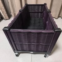 Jardinière rectangulaire en plastique PP imitation rotin, avec roulettes, trou de drainage, marron, légère
