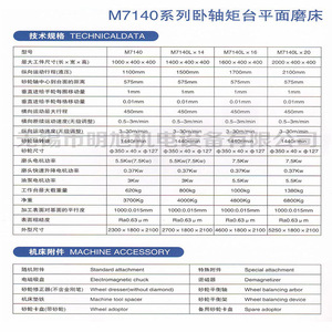 เครื่องเจียรผิวหน้าแนวนอน รุ่น M7140 ซีรีส์เออร์จิ หนานทง พร้อมโต๊ะหมุนแนวนอน ระบบส่งกำลังไฮดรอลิก เครื่องเจียรเครื่องมือความแม่นยำสูง - Product Image 2
