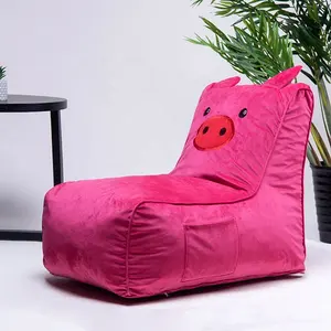Cute Kids Beanbag Reclining Aubergine Pig Bean Bag Chair for Kids Beanbag Sofa Professional custom bean bag source manufacturers