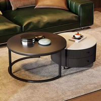 Table basse pliable en marbre italien avec structure en acier pour salon, design moderne et luxueux, noir