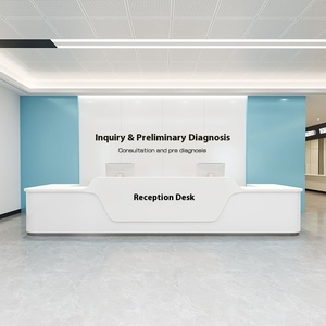 Mostrador de Recepción Plegable de Madera <span class=keywords><strong>para</strong></span> Hospital Moderno, Estación de Enfermería, Recepción Dental, Mostrador de Caja, Mostrador de Información - Product Image 4