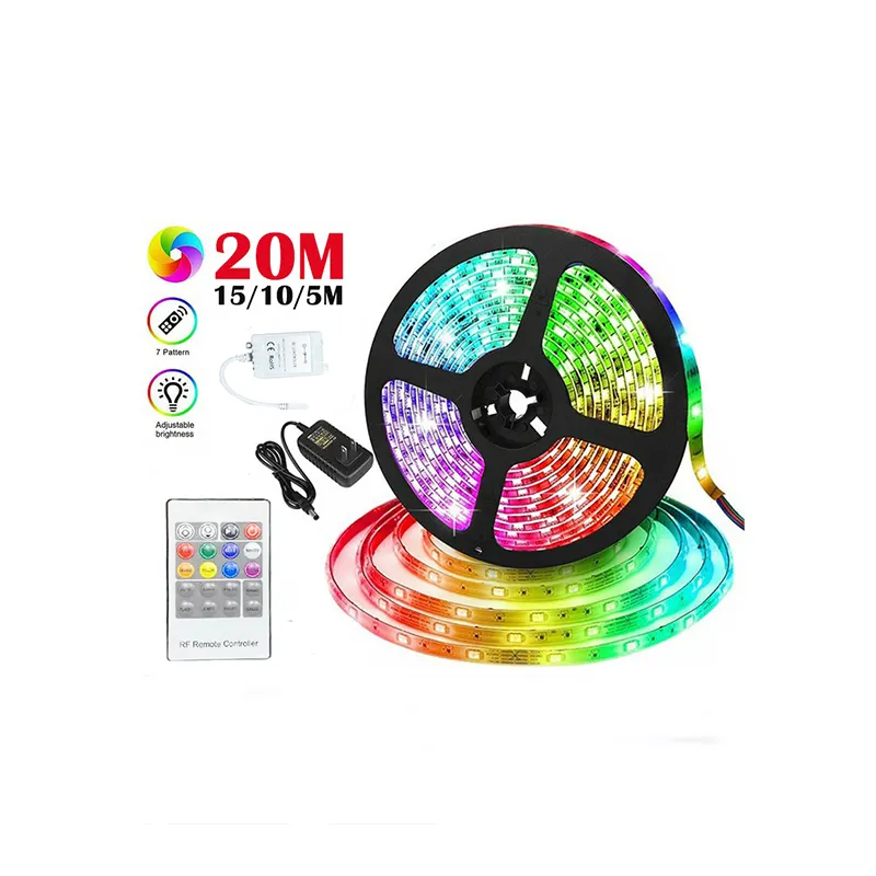 ร้อนขาย Rgb นำแถบแสงที่มีความยืดหยุ่นที่มีการควบคุมระยะไกลหลายสี5เมตร12โวลต์5050 Ip20 Rgb นำแถบไฟ