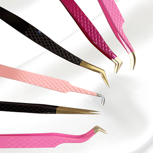 <span class=keywords><strong>Pince</strong></span> à épiler en fibre noire pour extension de faux cils Logo personnalisé individuel <span class=keywords><strong>Pince</strong></span> à épiler en fibre à 90 degrés Vente en gros - Product Image 1