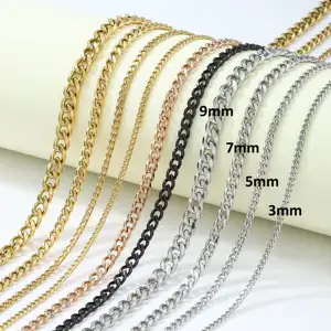 Ruigang Customized 3/3.8/5/6/7mm Silver Gold Figaro Chains Men Gold Chain 18K 24k Stainless Steel Chain Necklace For Men Women