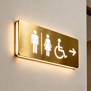 Panneau métallique personnalisé rétroéclairé à LED pour toilettes Panneau <span class=keywords><strong>suspendu</strong></span> en acier inoxydable pour toilettes avec lumière pour entreprises et hôpitaux - Product Image 4