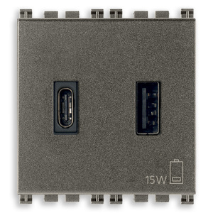 อะแดปเตอร์แปลงไฟ USB A+C 15W 3A 5V แบบติดผนังโลหะ ความยาว 6 นิ้ว - Product Image 1