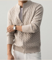 Cardigan en laine tricotée personnalisé pour homme, style OEM, avec fermeture éclair, pour l'hiver