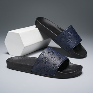 Sandalias Planas de Moda para Mujer con Suela de Goma, Sandalias Deslizantes de Cuero Negro de Diseño, Chanclas de Lujo para Hombre - Product Image 1