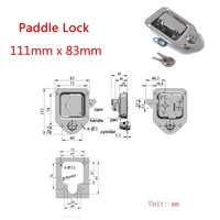 Verrou à palette en acier inoxydable pour remorque, serrure de porte de véhicule 110MM x 83MM et verrou de boîte à outils, remorque caravane camion