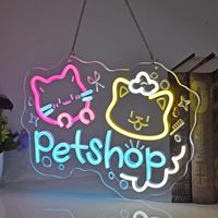 Enseigne au néon pour animalerie. Lampes au néon suspendues décoration murale Art boutique de fournitures pour animaux de compagnie chat chien chiots soins lavage robes magasin
