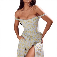 Robe midi à col halter et taille haute, motif arêtes de poisson, patchwork, style sexy et élégant, la plus vendue de la collection House Ofcb