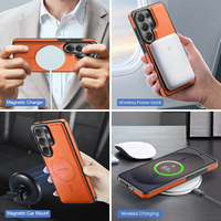 Étui magnétique détachable avec support anneau et porte-cartes pour Samsung S26 Ultra/S26 Plus/S26/S26 FE, compatible charge sans fil