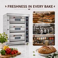 Oven Dek Listrik Otomatis Pengontrol Suhu Digital Elemen Pemanas Baja Tahan Karat Perlengkapan Komersial Anti Panas Berlebih