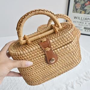 <b>Straw</b> Woven Handbag with ZIP Closure Vintage Lady Fashion Single Strap Winter Women's <b>Bag</b> - Product Image 1