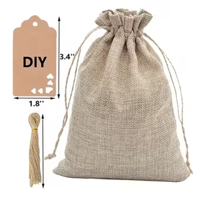 Pochette en toile de jute avec cordon de serrage pour cadeaux de mariage, bijoux, bonbons, étiquettes DIY - Product Image 6