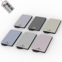 Dompet saku penyimpan kartu RFID, dompet ramping aluminium otomatis untuk Pop Out, dompet saku penyimpan kartu kredit logam modis pemblokir sinyal