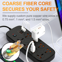 Multiprise universelle OL 10A avec protection contre les surtensions, 8 prises, 4 ports USB-A et 2 ports USB-C, câble de 2 m