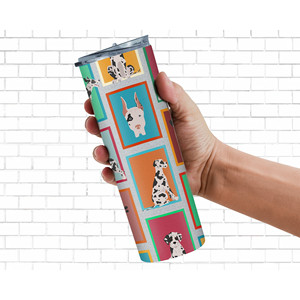 Bicchiere sottile in acciaio inossidabile con orecchie naturali di Arlecchino e Great Dane - Product Image 1