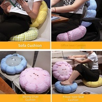 Bantal Duduk Hewan Kartun Lucu Motif Bunga, Alas Kursi Kotak-kotak, Bantal Lantai Lembut Isi Kapas PP, Tinggi 31-50cm