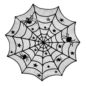 Halloween Spider Web Party Decoration Bat Lampshade <b>Round</b> Tablecloth Five Pointed Star <b>Table</b> <b>Runner</b> Fireplace Towel - Product Image 3