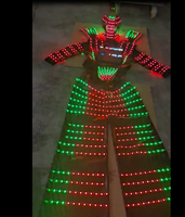 Disfraz de Robot con Zancos LED RGB con Pantalla de Texto, Traje de Robot Iluminado con Zancos para Espectáculos en Escenarios y Calles