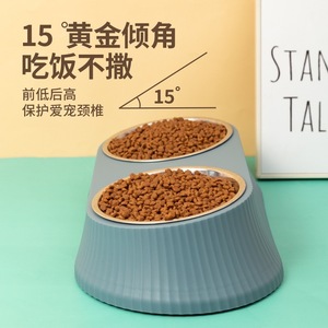 Gamelle double pour animaux Chong Ke Orange 2 en 1, distributeur de nourriture pour chien et chat avec ouverture inclinée et design anti-renversement pour animaux de compagnie - Product Image 5