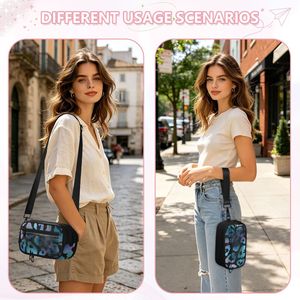 Custom Blue Leopard Floral PVC <b>Clear</b> Crossbody <b>Bags</b> Portable 3 in 1 Lightweight Polyester Zipper Closure Shoulder Sling <b>Bag</b> - Product Image 6