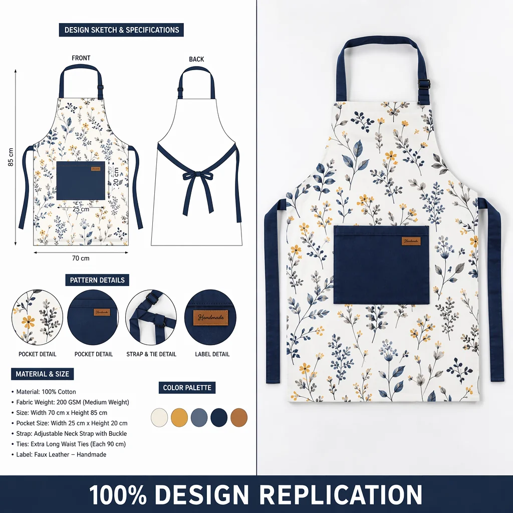 Front Pocket Design Custom Printed Reusable Sleeveless Polyester Cotton Kitchen Apron Bib For Adult Chef · image 2