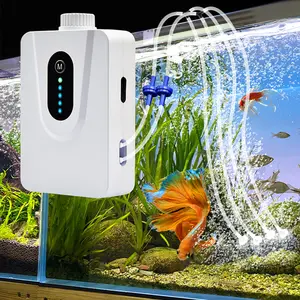 6W 6000Mah Solar Aquarium Zuurstof Pomp Fish Aquarium Air Compressor Verstelbare Air Flow Zuurstof Pomp Met 4 air Outlets