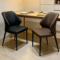 Chaise de salle à manger contemporaine de luxe léger avec dossier, design ergonomique en cuir pour la maison et la restauration