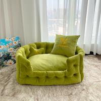Petopia Large Custom Katzen bett Luxus Green Circle Design Schaum Leinen Wasch bares Nest für Winter Haustiere Hunde Gummi Bentonit Kunst pelz