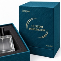 Boîte rigide à couvercle vertical pour parfum, en papier spécial gaufré textile bleu paon, avec logo personnalisé, insert en mousse surélevé, 10x10x14cm