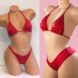 Huili Luxe Micro <span class=keywords><strong>Bikini</strong></span> Set Voor Vrouwen Oem Hoge Kwaliteit Designer Badkleding Custom Kralen Twee Stukken Steentjes Luipaard Print - Product Image 2