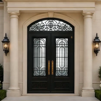 Porte d'entrée pivotante moderne en bois massif sur mesure avec double vitrage transparent pour villa